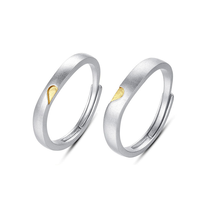 Heart-to-heart Couple Niche Irregular Frosted Love Rings