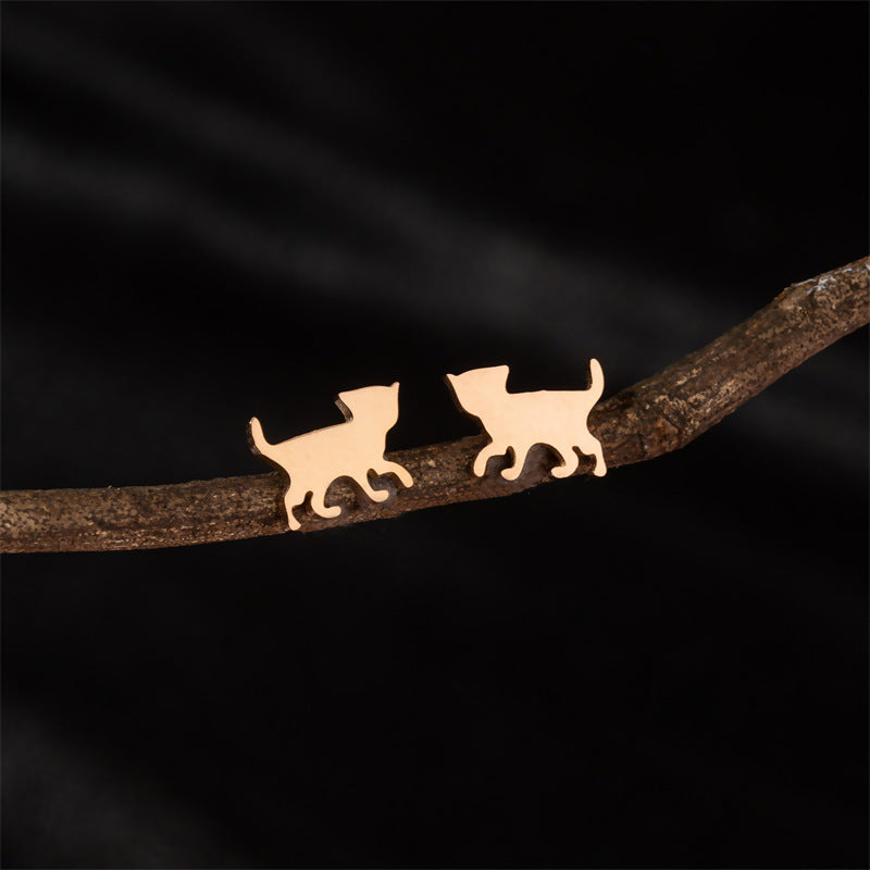 Stainless Steel Cute Simple Cartoon Animal Earrings