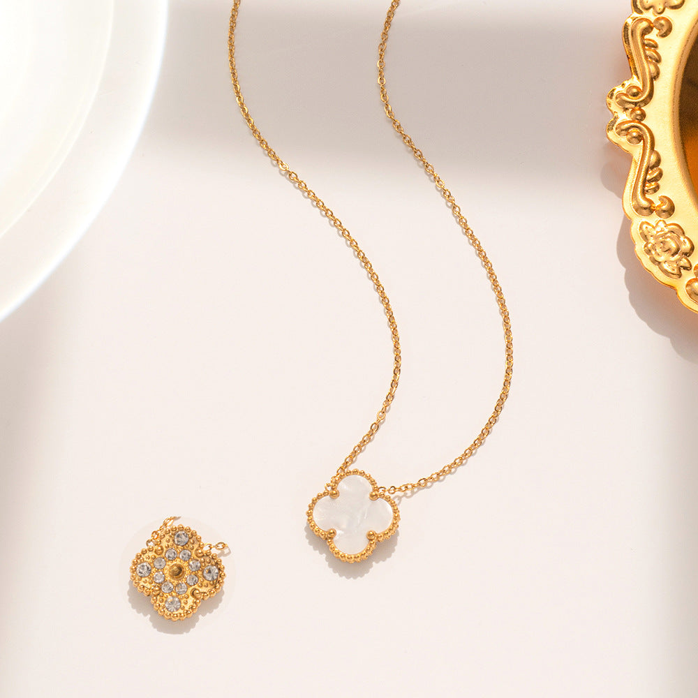Women's Steel Clover Double-sided Gold Korean Classic Necklaces