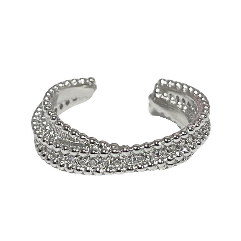 Luxury Full Diamond Cross Open Female Rings