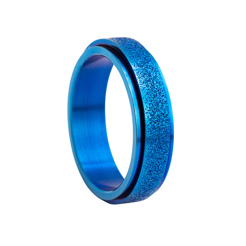 Standard Code Colorful Rose Gold Titanium Steel Frosted Rotatable Rings
