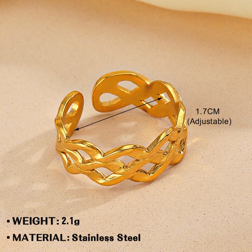 Pattern Heart-shaped Open Female Personality Wide Face Rings