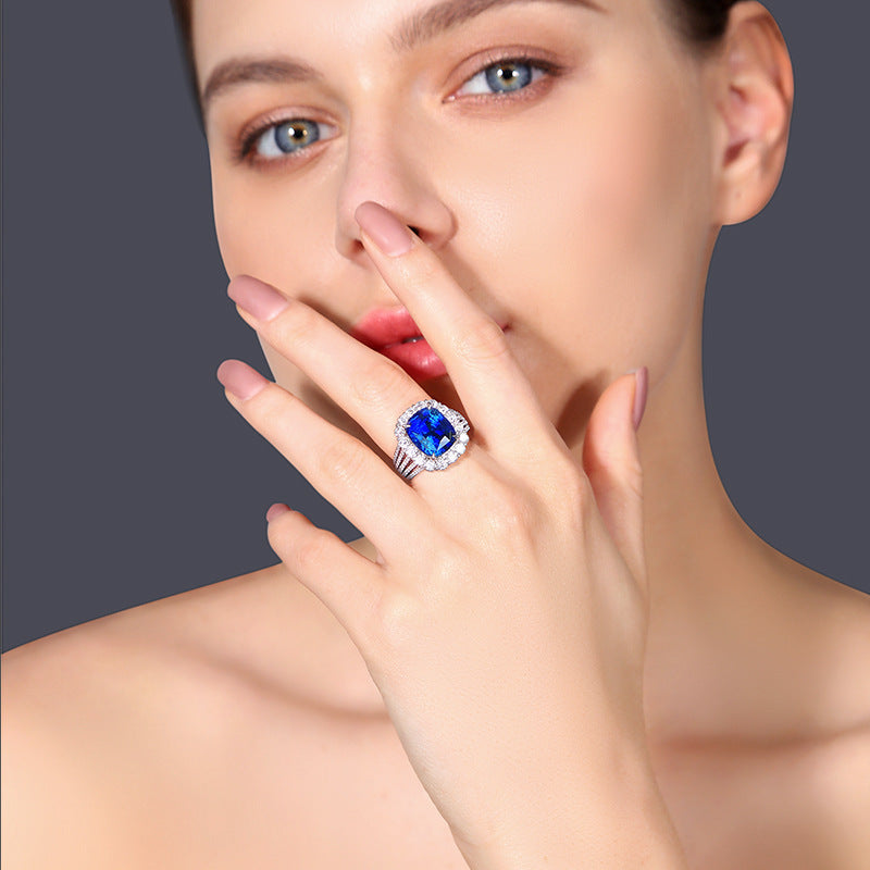 Synthetic Royal Sapphire Female Gold-plated Simulation Rings