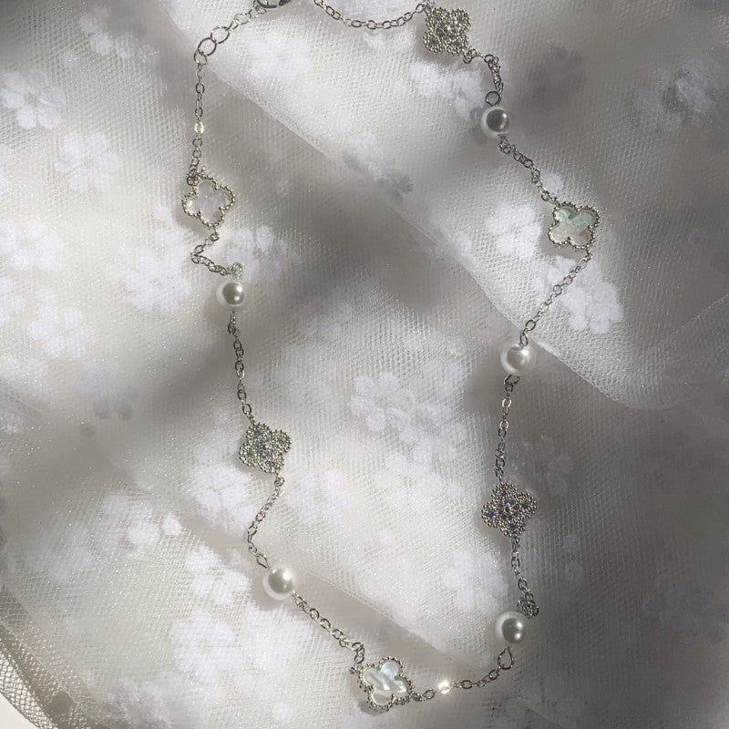 Inlaid Zircon Flower Pearl Light Luxury Temperament Classic Necklaces
