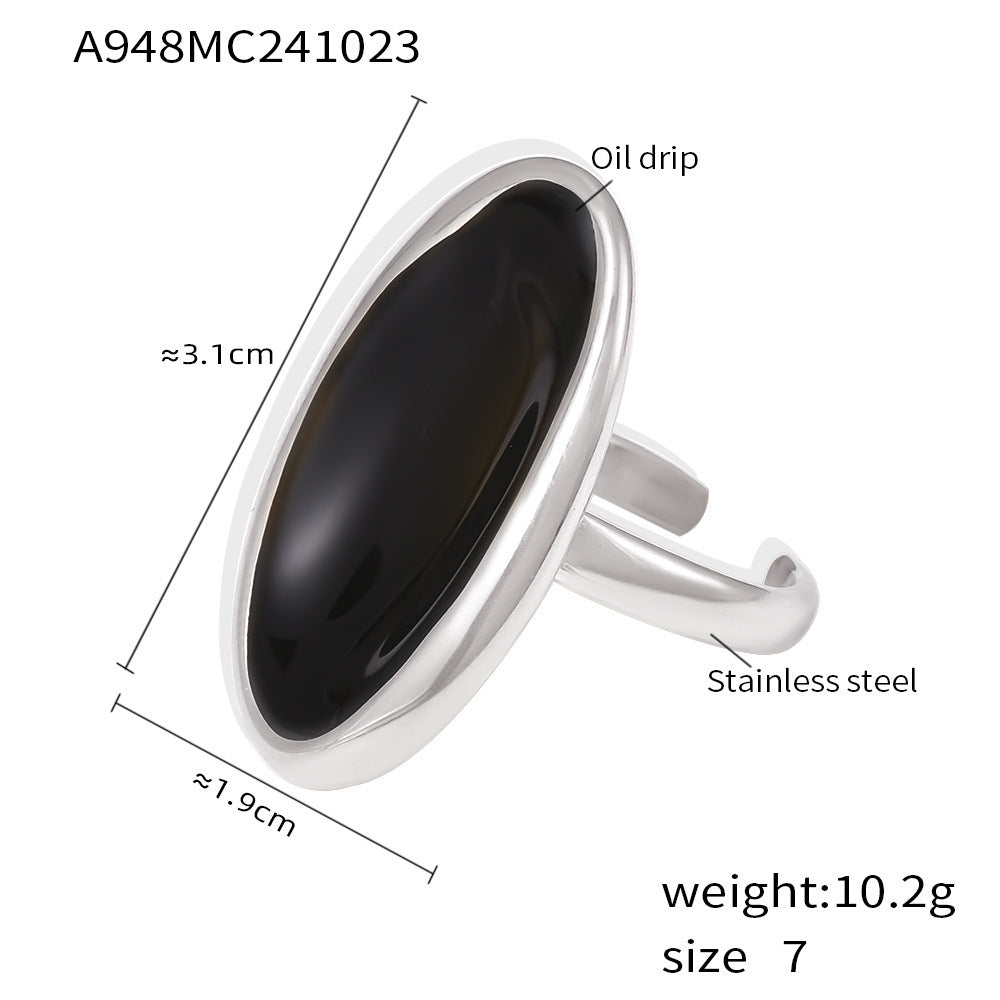 Female Light Luxury Drop Oil Casting Stainless Steel Rings