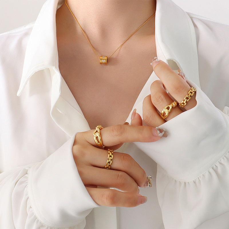 Women's Minority Simple Hollow Cylindrical Zircon Cold Necklaces