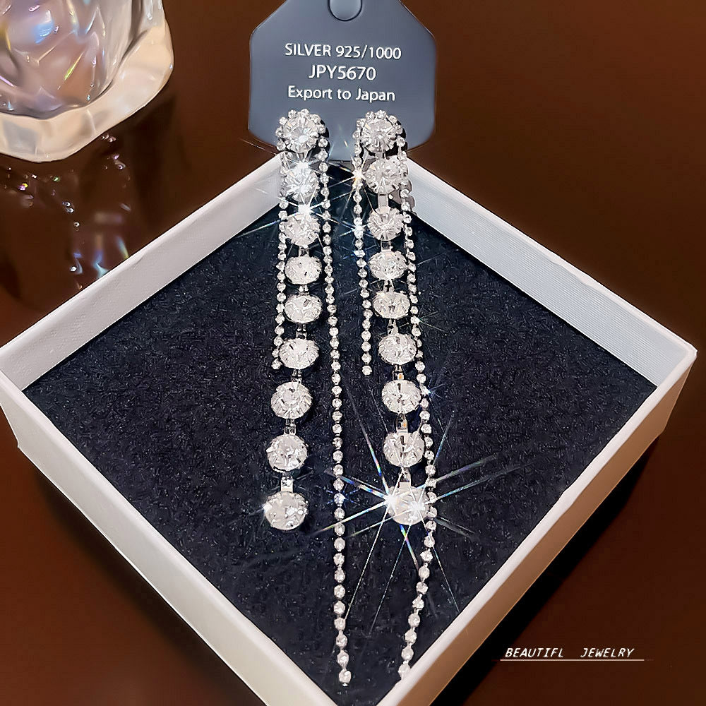 Women's Zircon Tassel High-grade Light Luxury Delicate Earrings