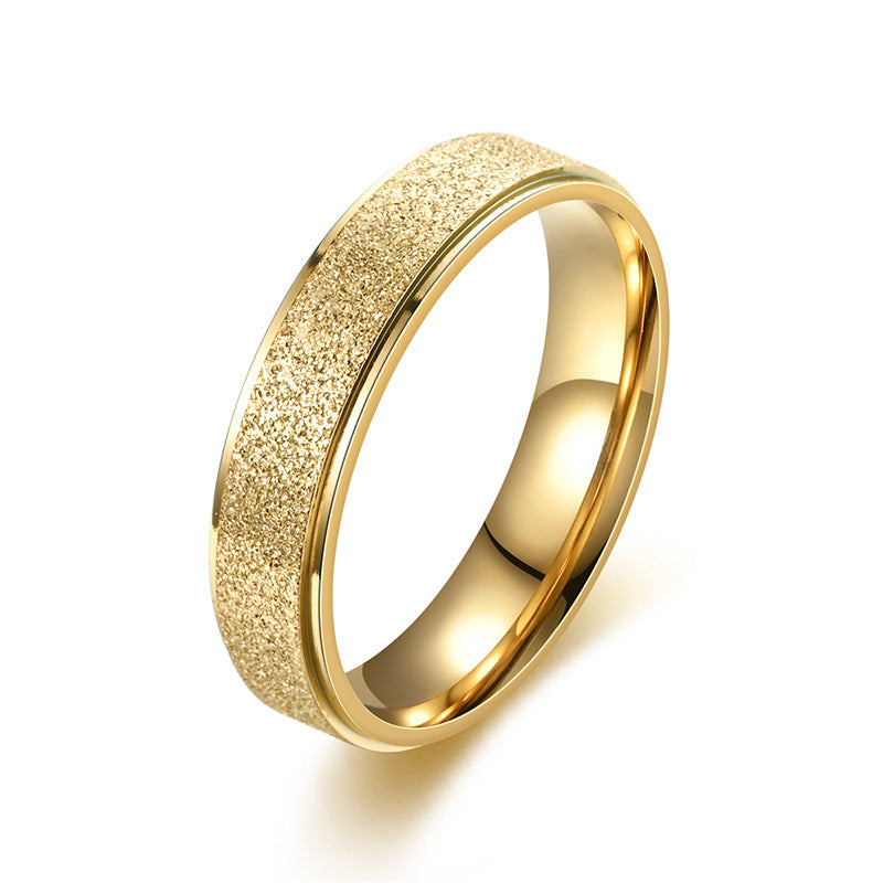 Step Stainless Steel Frosted Female Korean Fashion Couple Rings