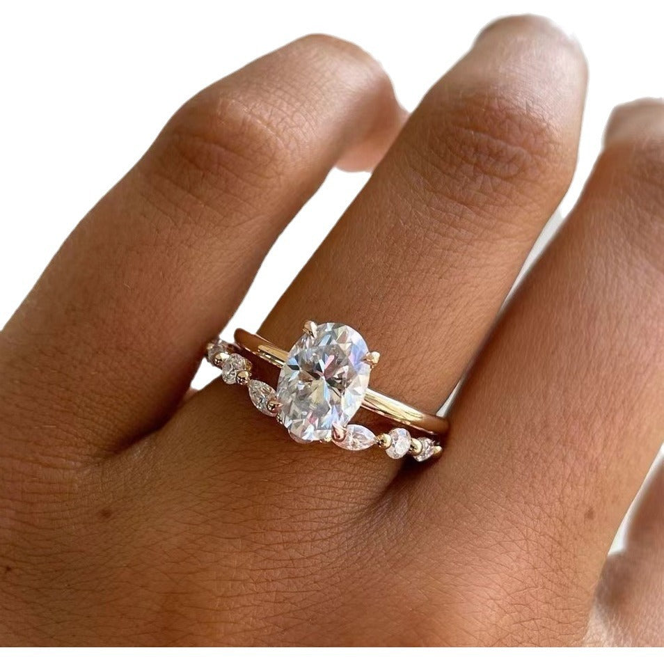 Simulation Moissanite Big Diamond Female Engagement Rings
