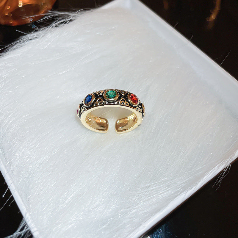 Open Hollow Zircon Butterfly Love Heart-shaped Rings