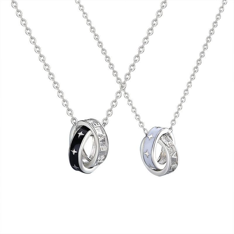 Sier Mobius Strip Couple Fashion Clavicle Necklaces