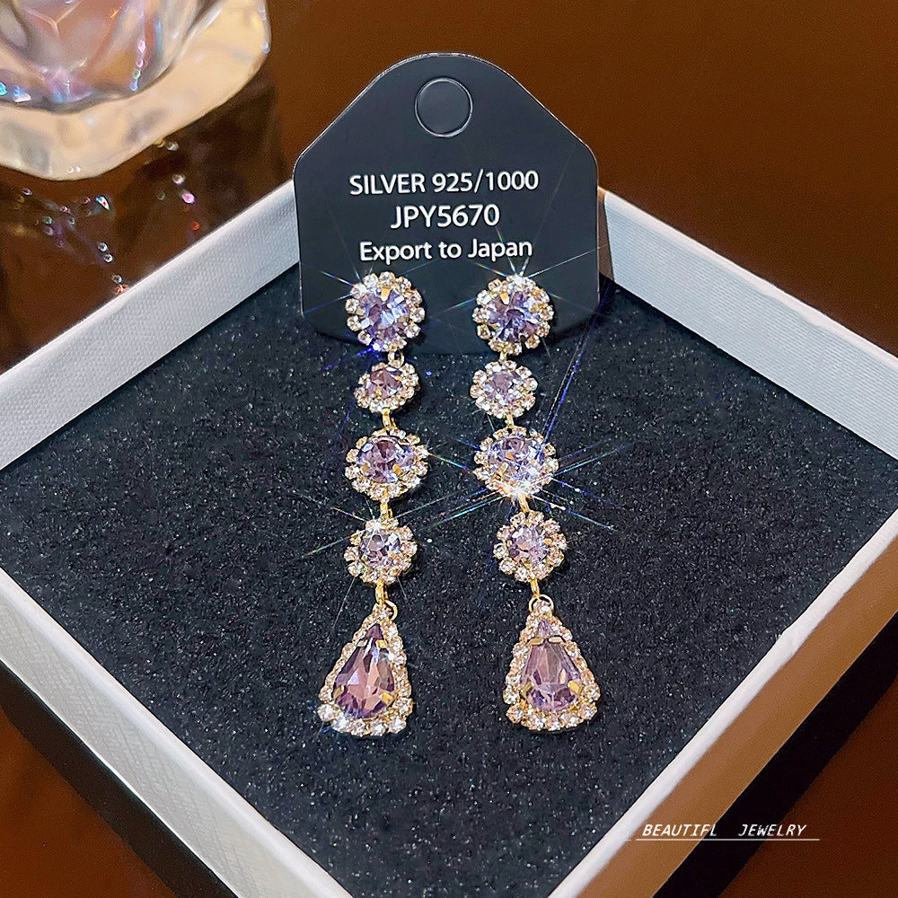 Women's Zircon Tassel High-grade Light Luxury Delicate Earrings