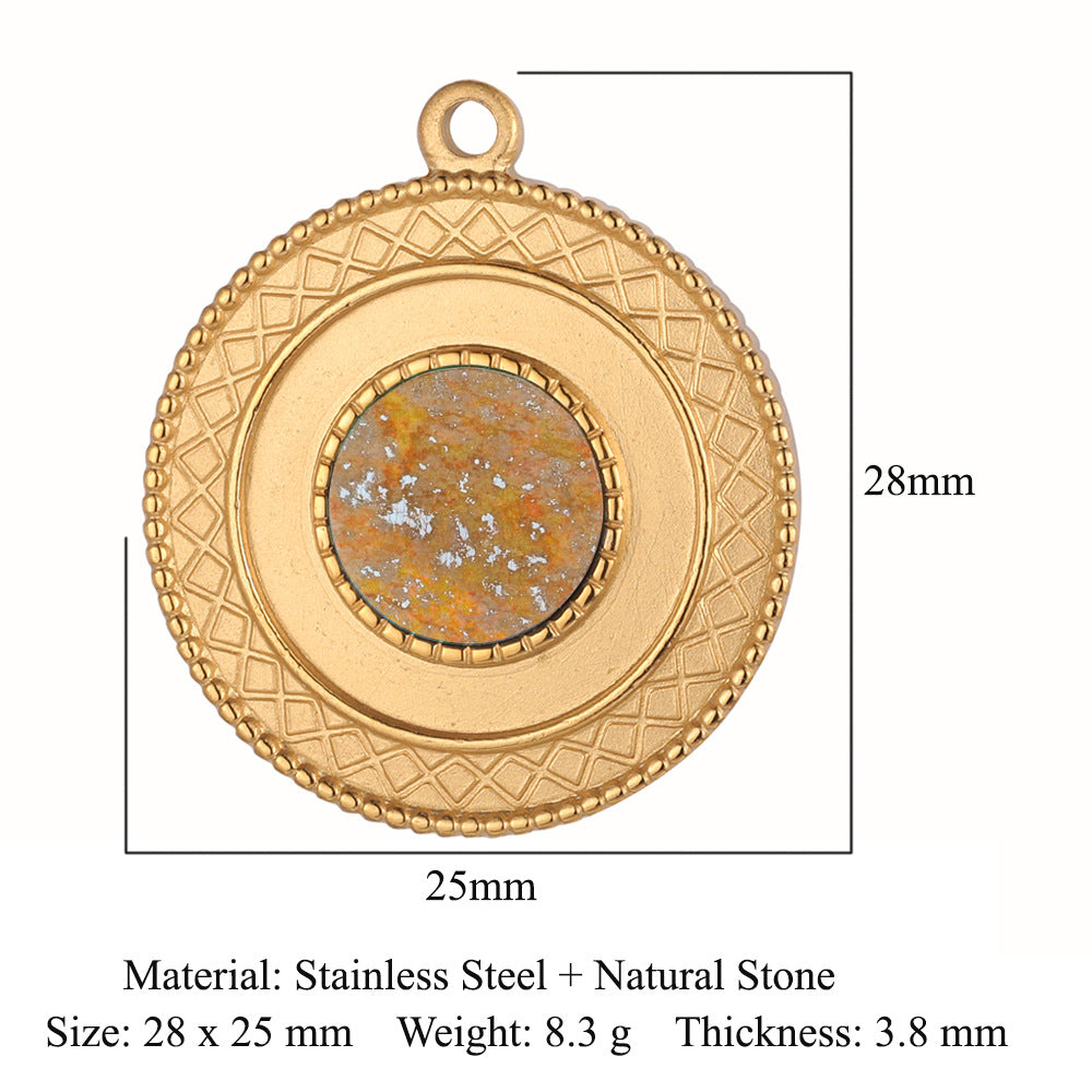 Bohemian Natural Stone Titanium Steel Jewelry Pendants