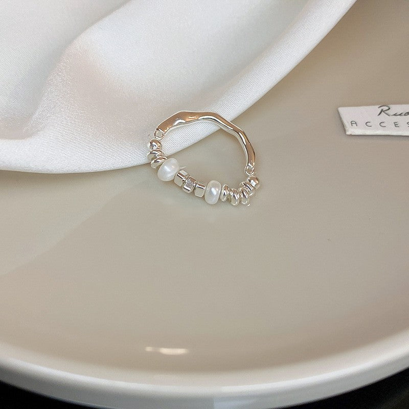 Electroplated Freshwater Pearl Zircon Stitching Butterfly Exquisite Rings