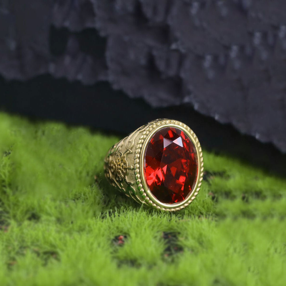 Men's Ruby Sea Blue Sier Gold Personalized Rings
