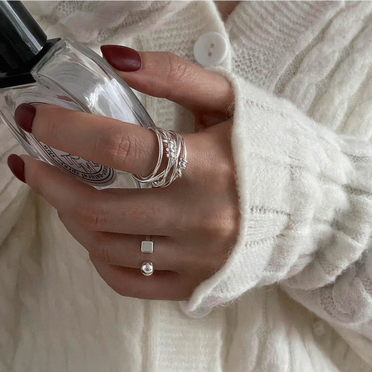 Niche Design Geometric Metal Winding Open Rings
