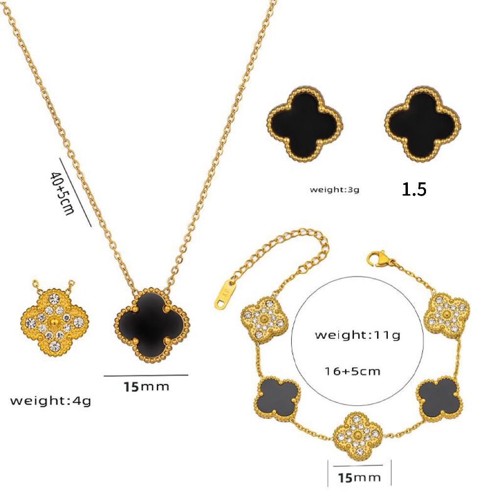 Women's Steel Clover Double-sided Gold Korean Classic Necklaces