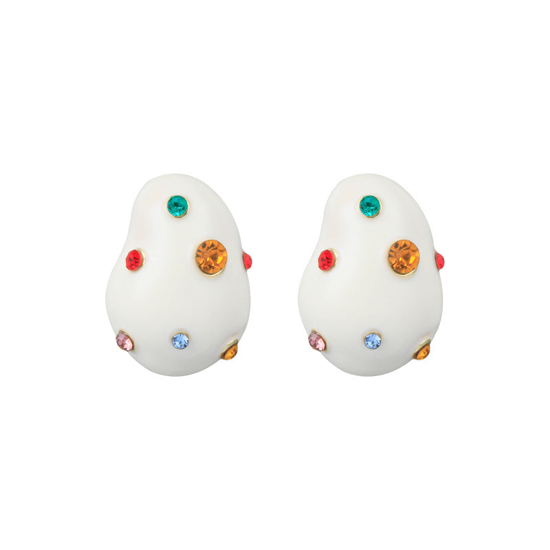 Jewelry Toffee Enamel Colorful Crystals Milky Earrings
