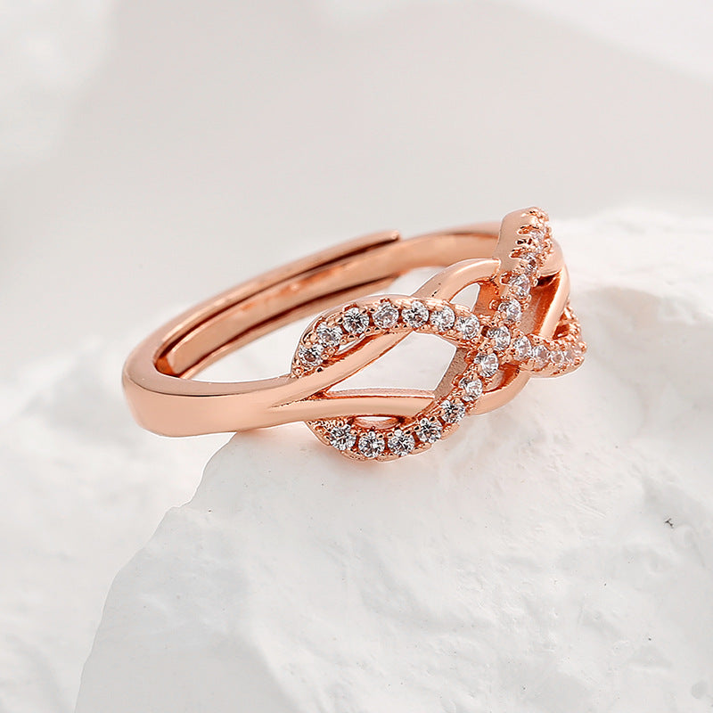 Women's Line Cross Inverted Word Hollow Design Rings