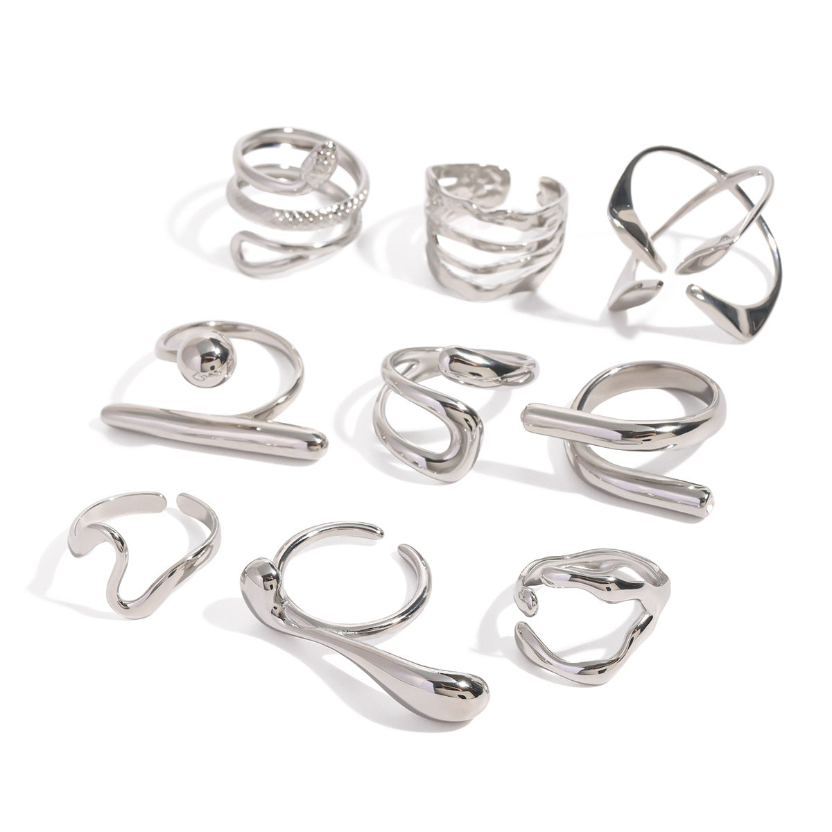 Stainless Steel Exaggerated Open Advanced Sense Rings