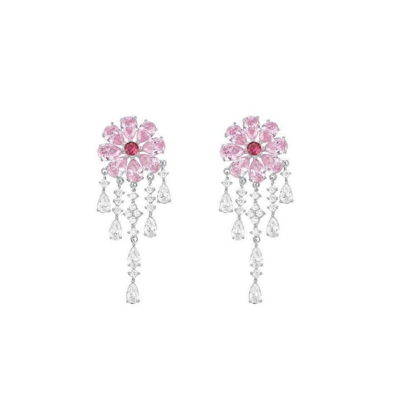 Fashion Zirconia Micro Inlaid Zircon Long Earrings