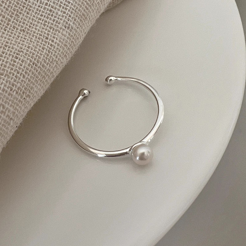 Women's Sterling Sier Freshwater Pearl Knuckle Style Design Basic Simple Rings