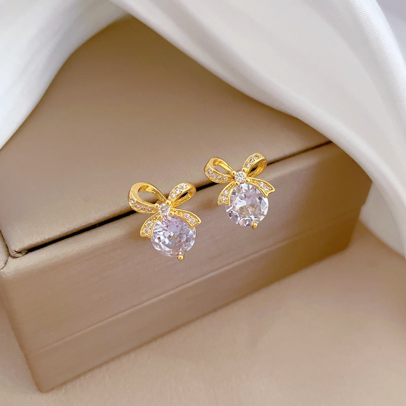 Steel Suite Light Luxury Bow Graceful Earrings