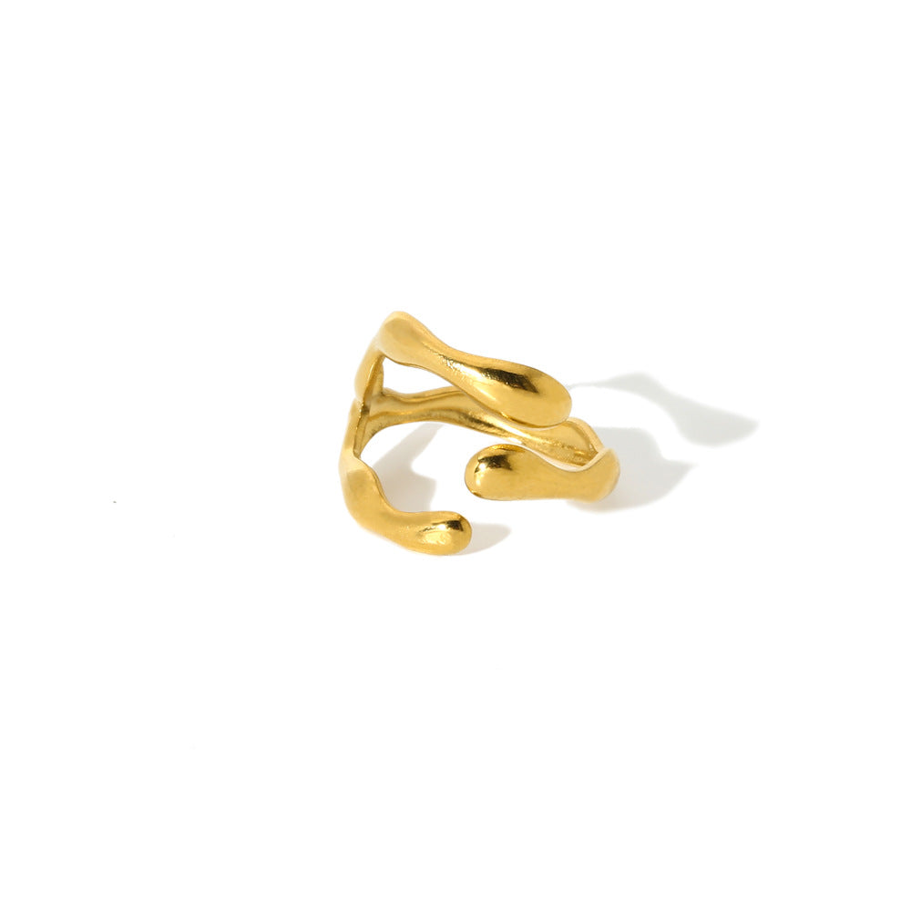 Titanium Steel Gold-plated Geometric Advanced Stainless Rings