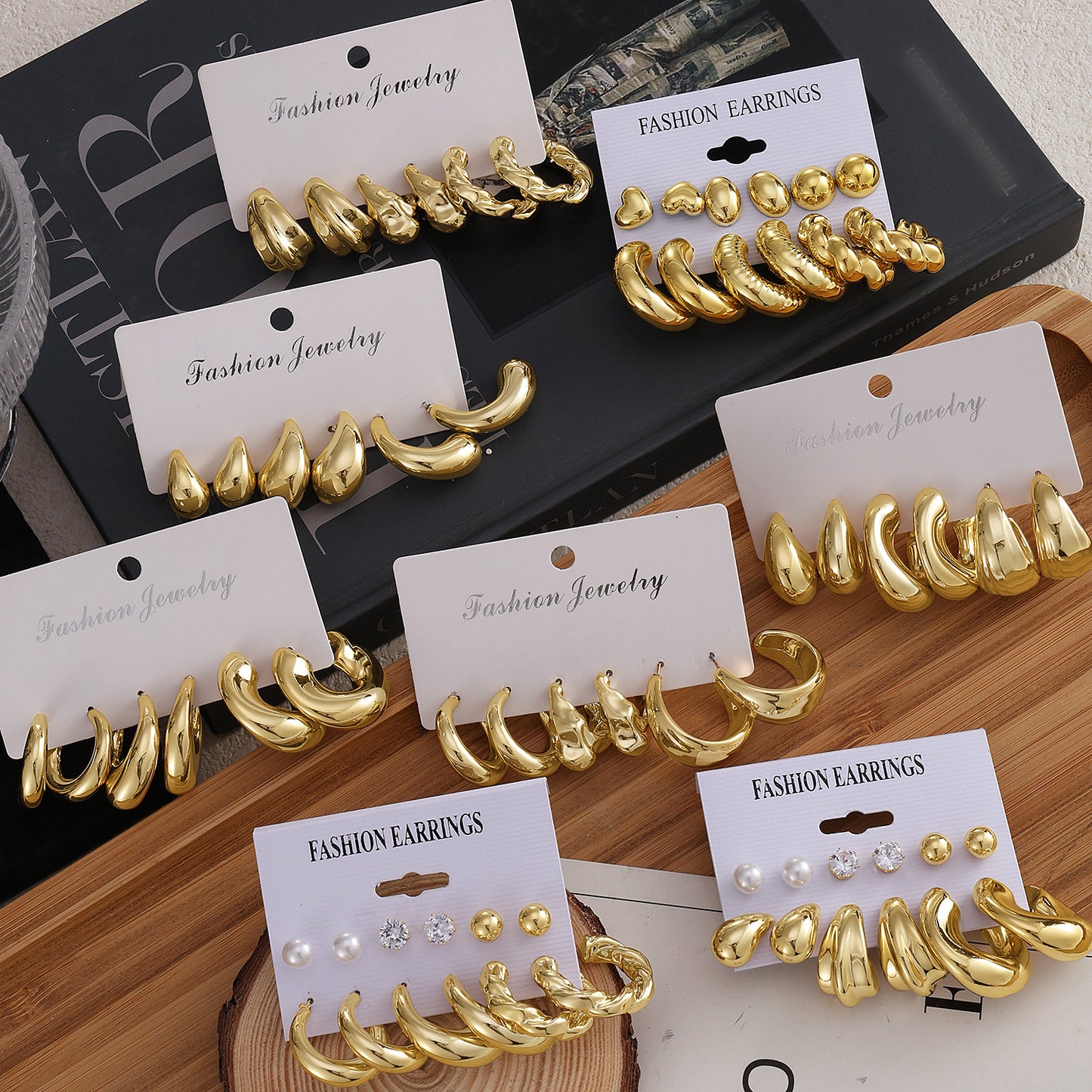 Type Irregular Card Set White Gold Color Earrings