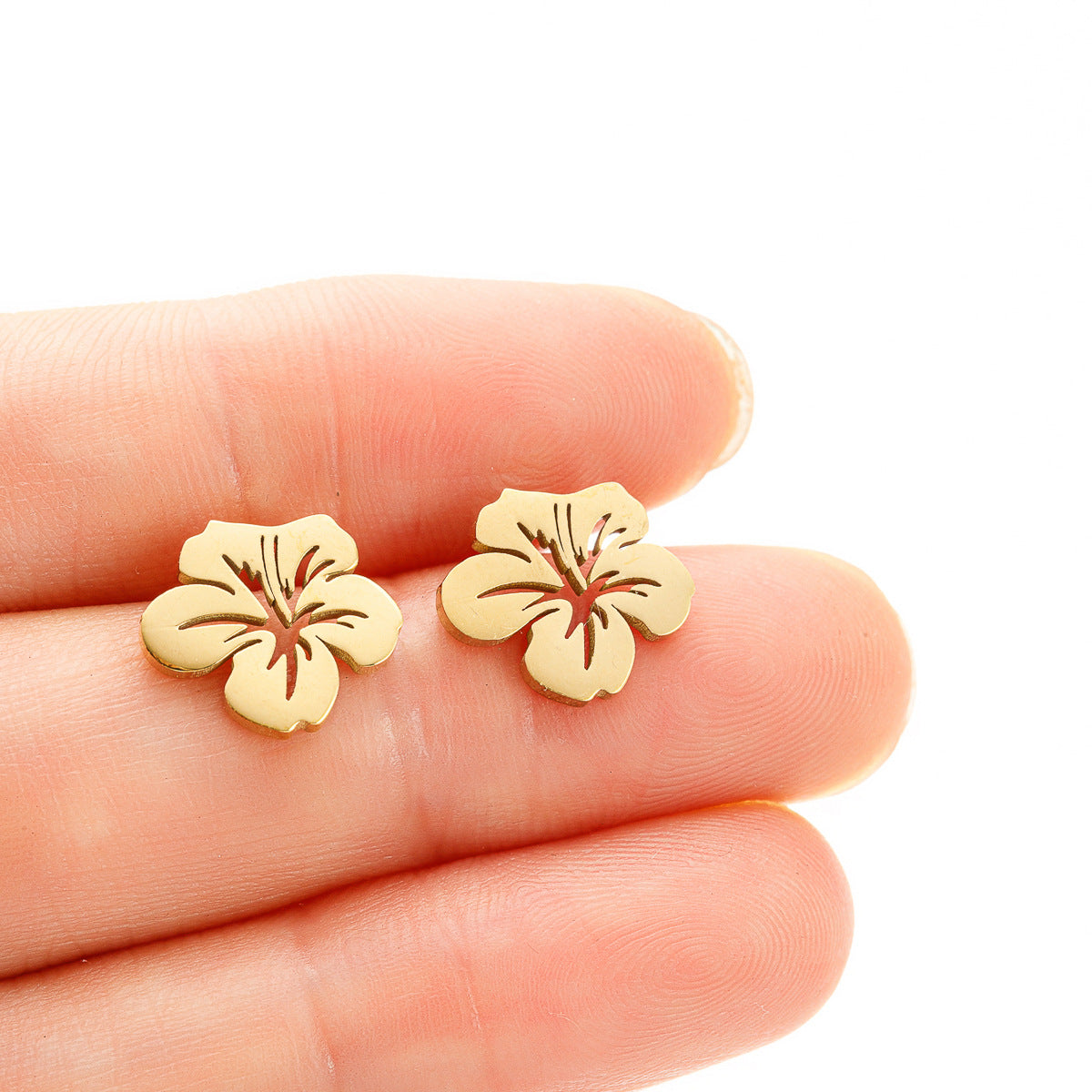 Steel Hollow Flower French Minority Retro Earrings