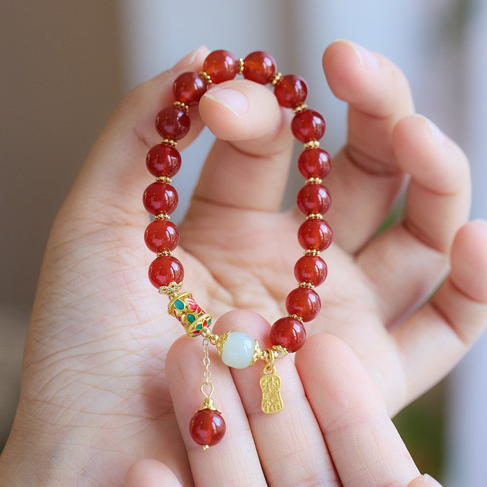 Broadcast Natural Red Agate Female Blessing Bracelets