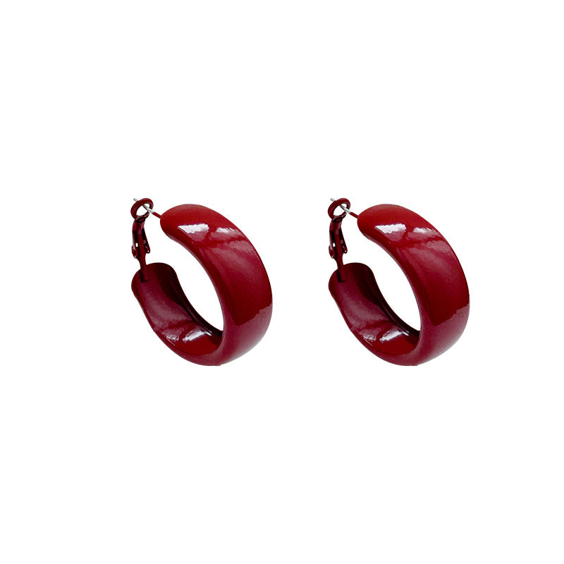 Women's Pinched Vintage Red Width Eardrop High-grade Ear Earrings