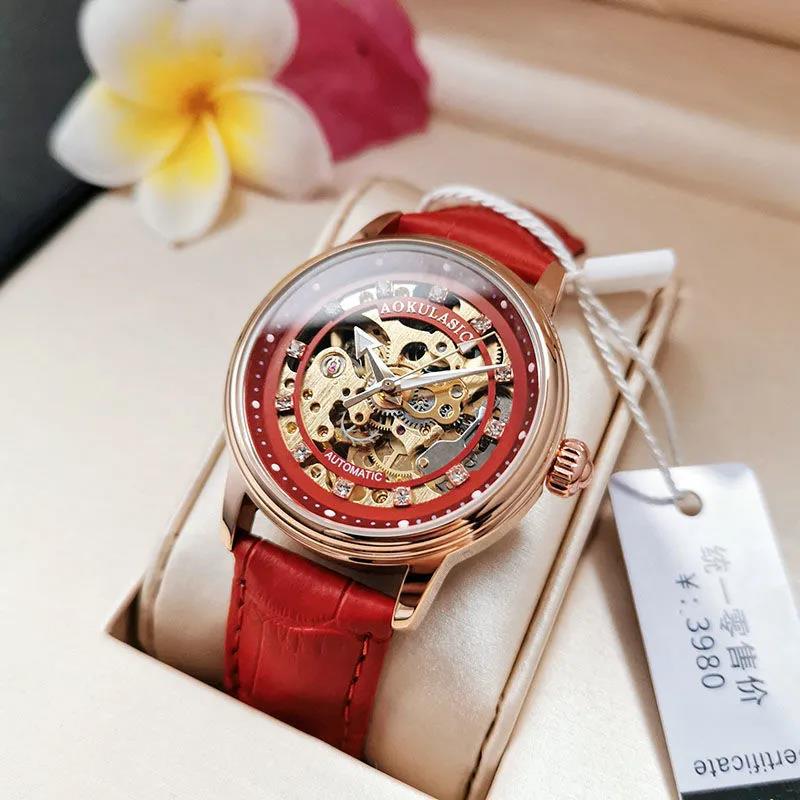 Women's Hollow Jeweled Automatic Watch Fashion Simple Mechanical Watches