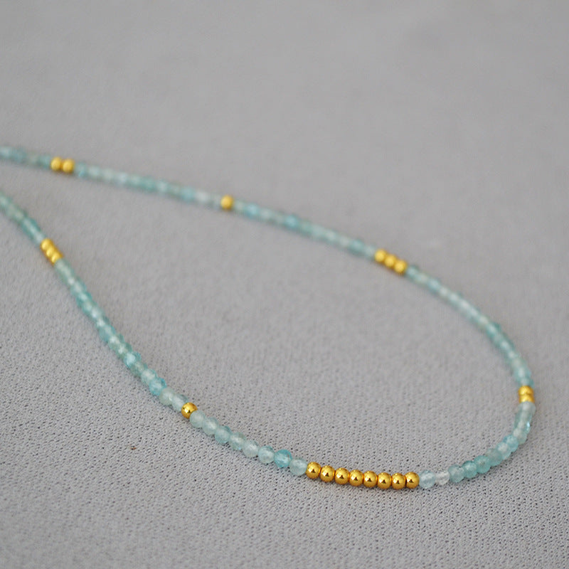 Fresh Elegant Minority Simple Aquamarine Real Necklaces
