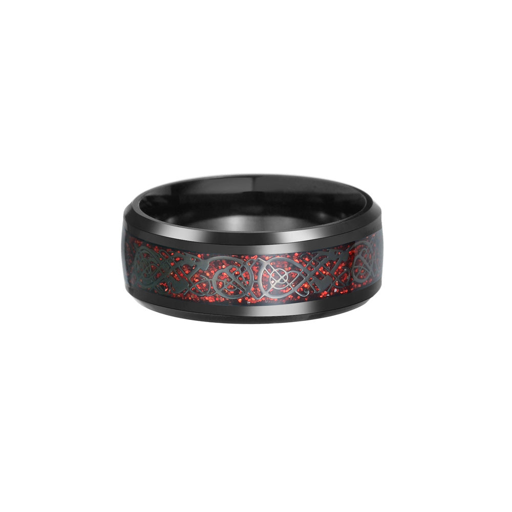 Ornament Dragon Pattern With Piece Stainless Rings