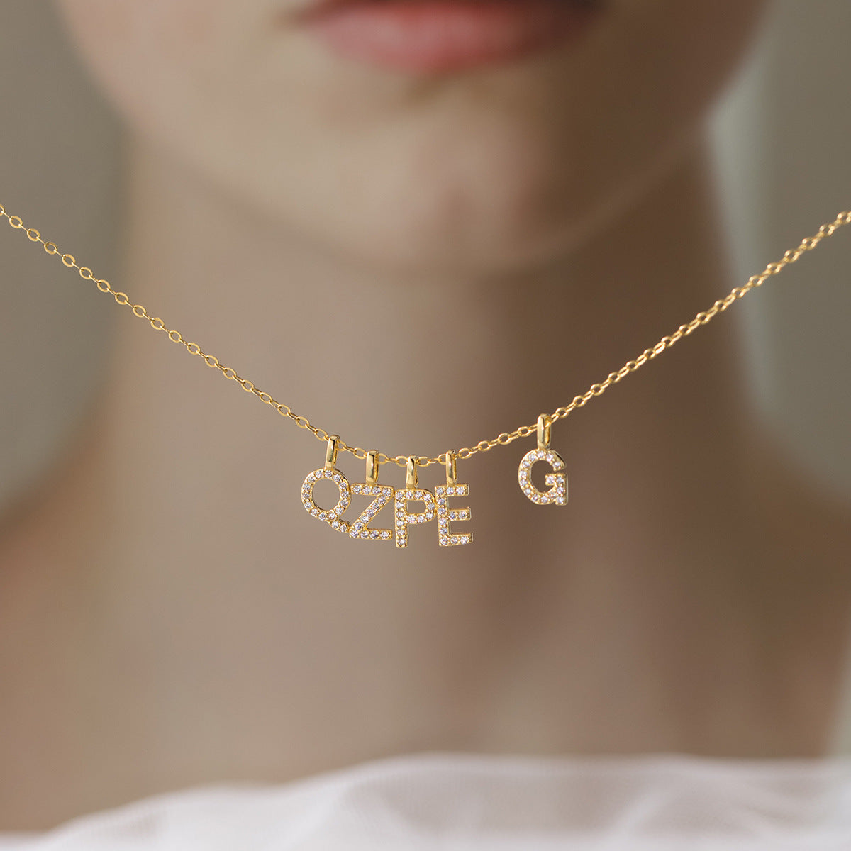 Name English Letter Single Cute Mini Necklaces