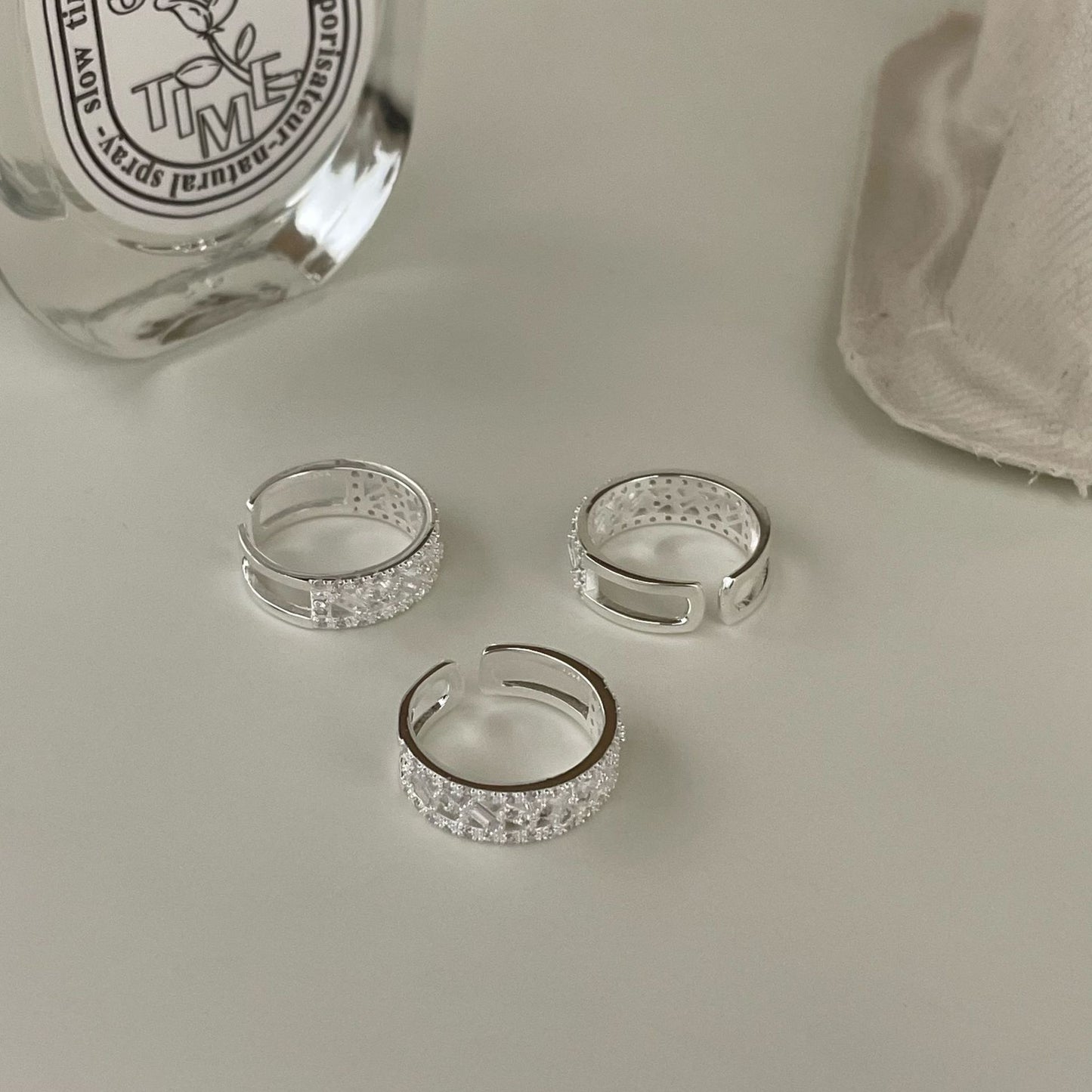 Sterling Sier Diamond Inlaid Zircon For Light Rings
