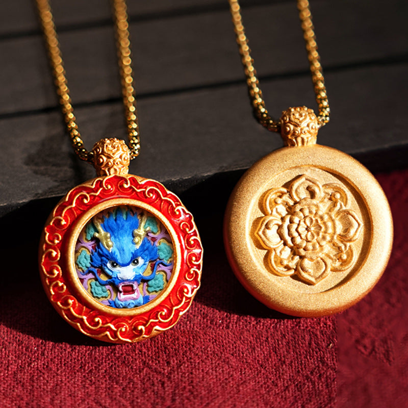 Three-dimensional Tibetan Style Fifth Master Brass Painted Wipe Pendants