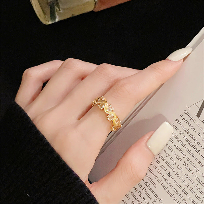 Rhinestone Zircon Light Luxury High-grade Personality Rings