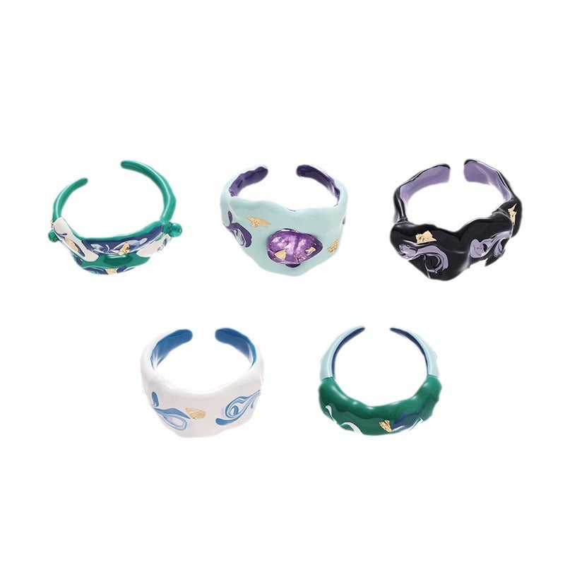 Women's Style Handmade Oil Dripping Cold Enamel Rings