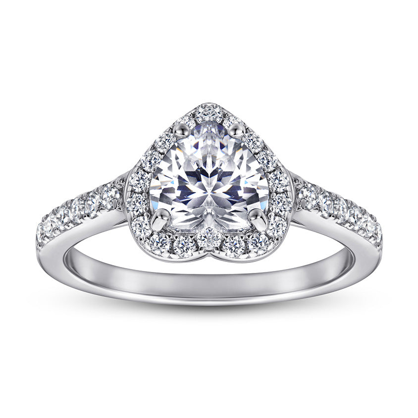 Women's Sterling Sier For Zircon Set Engagement Rings