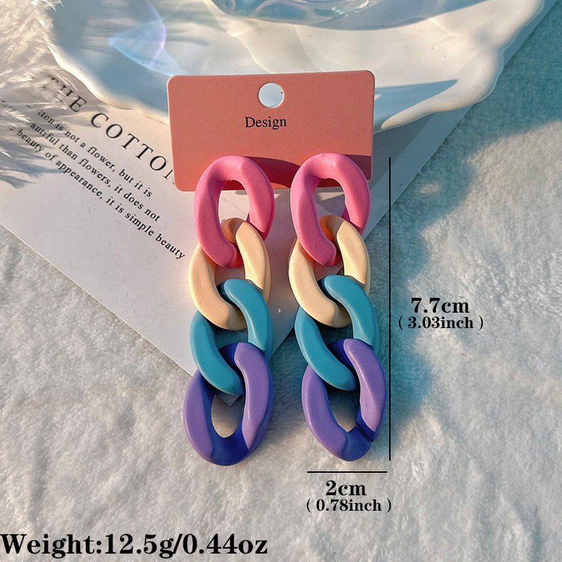 Fashion Design Candy Color Chain Female Dopamine Rings