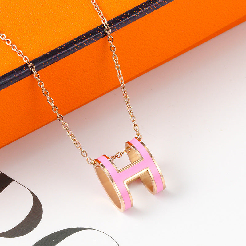 Temperamental Rose Gold Enamel Clavicle Chain Female Necklaces