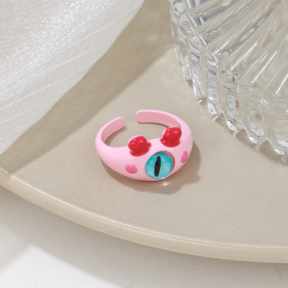 One-eyed Little Monster Niche Design Cartoon Sweet Cool Rings