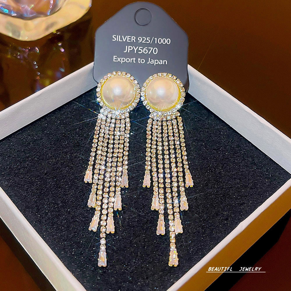 Women's Zircon Tassel High-grade Light Luxury Delicate Earrings