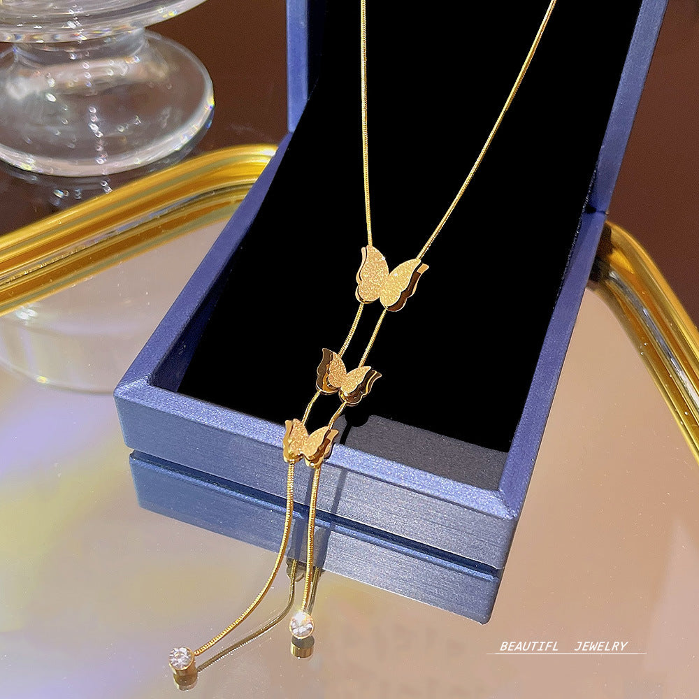 Women's Bow Zircon Clavicle Chain Titanium Steel Necklaces