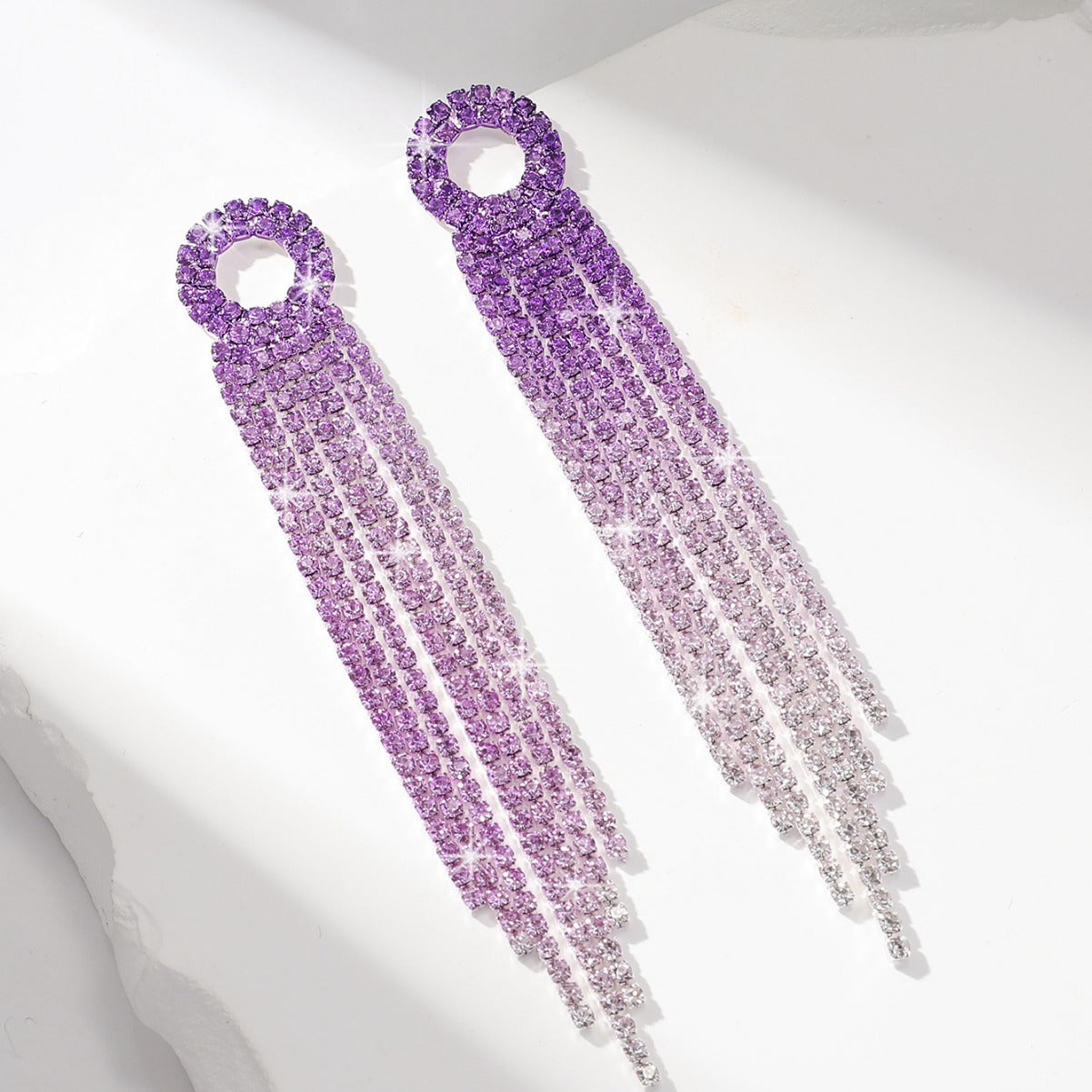 Long Fringe Street Shot Bridal Wedding Dinner Earrings