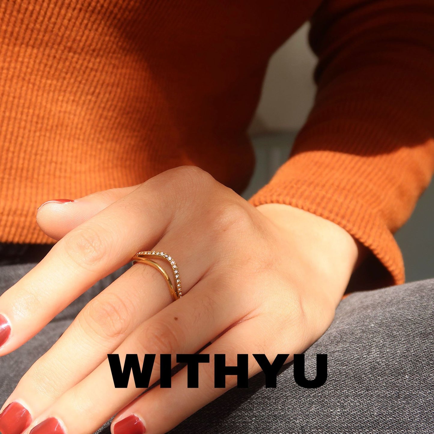 Women's Double Layer Rhinestone Light Luxury Minority Titanium Steel Gold Rings