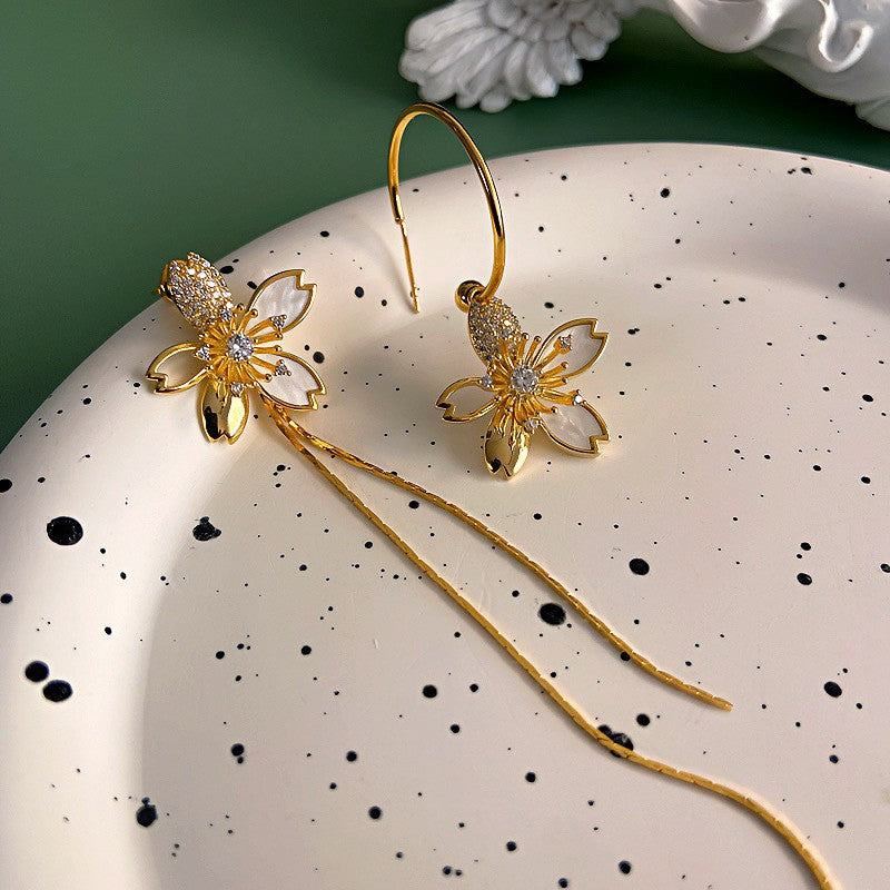 Fashion Zirconia Micro Inlaid Zircon Long Earrings