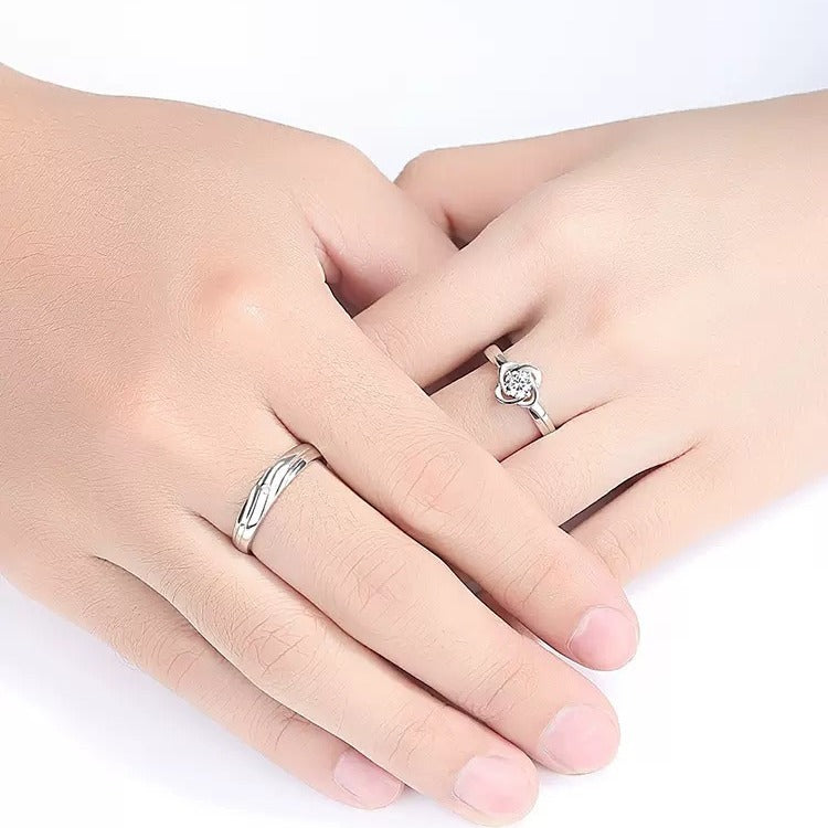 Couple Female Male Sterling Sier Hipster Rings